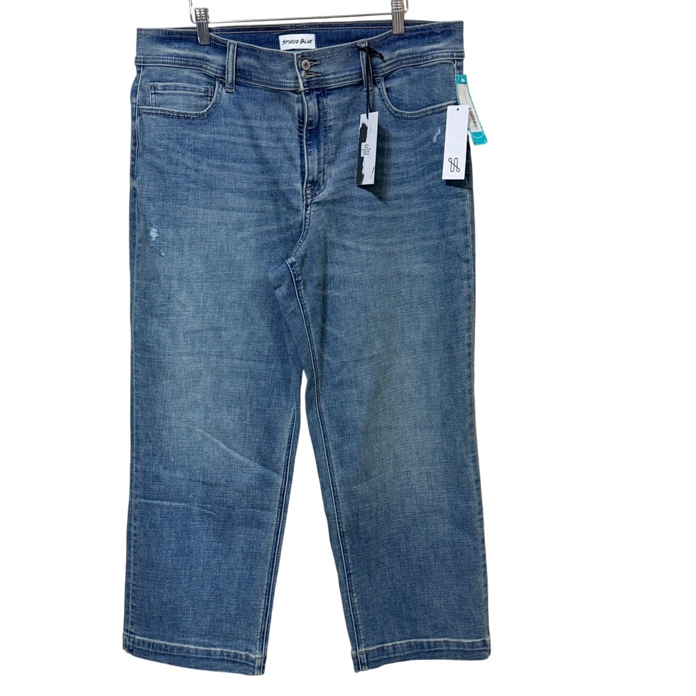 Studio Blue Womens High‎ Rise Cropped Wide Leg Jeans Medium Wash Size 33 NWT